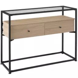 Table Console Style industriel Bois clair industriel, Chêne Sonoma