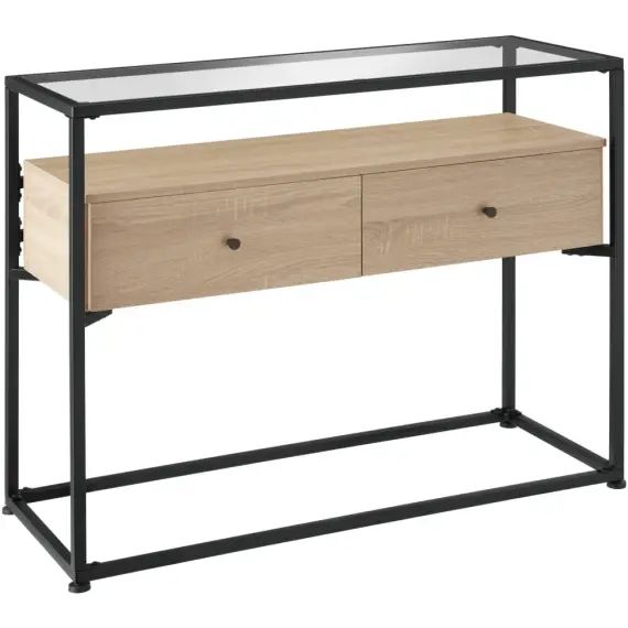 Table Console Style industriel Bois clair industriel, Chêne Sonoma