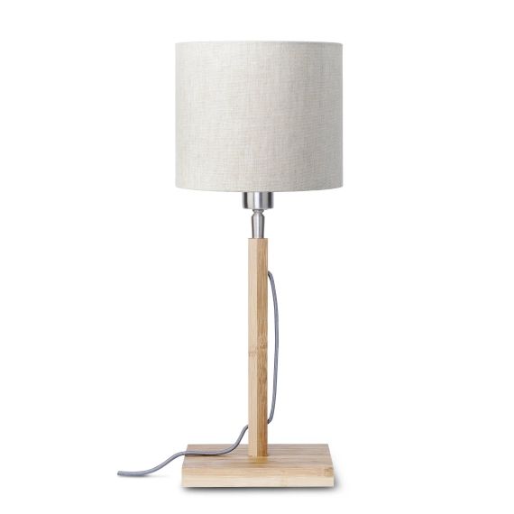 Lampe de table en bambou abat-jour en lin lin clair, h. 59cm