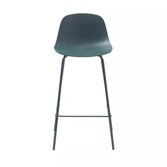 Hel – Lot de 2 chaises de bar en plastique et métal H67,5cm – Couleur – Vert d’eau