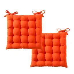 Lot de 2 galettes de chaise orange 40×40 en polyester
