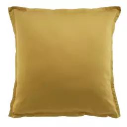 Taie d’oreiller carrée satin de coton jaune 65×65 cm