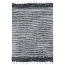 Tapis 100% coton bandes noir-gris-blanc 120×170