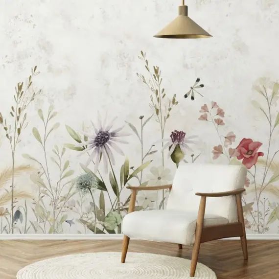 Papier Peint Panoramique L336xH270cm Multicolore Floral