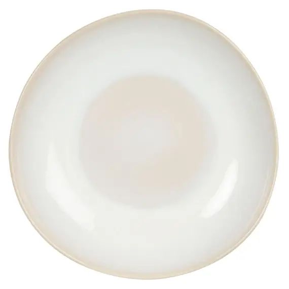 Assiette plate en grès beige et bleu