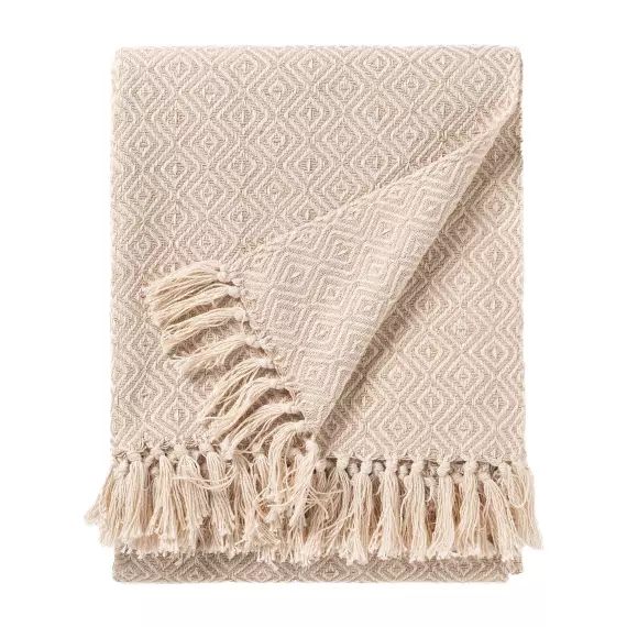 Plaid en coton beige 125×150