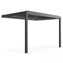 Pergola bioclimatique adossée et motorisée 3 x 4 x 2,5m gris