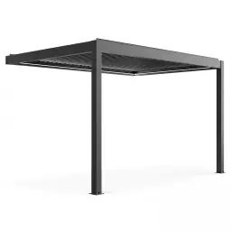 Pergola bioclimatique adossée et motorisée 3 x 4 x 2,5m gris