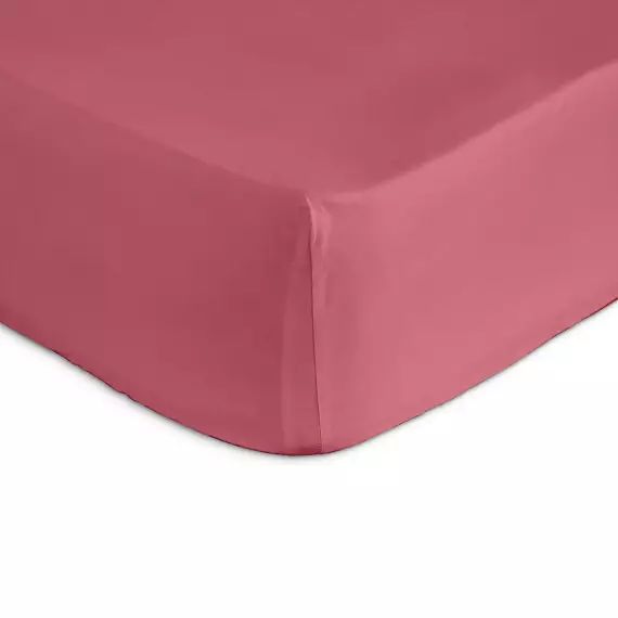Drap housse 100% coton 160×200+28 cm rose foncé
