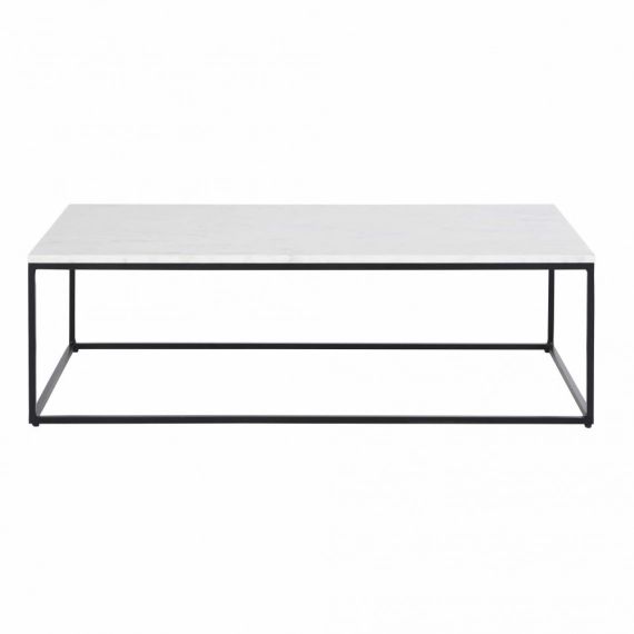 Table basse en marbre blanc et métal noir