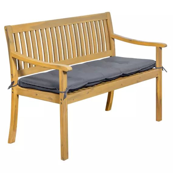 Banc de jardin 180cm en acacia avec coussin gris