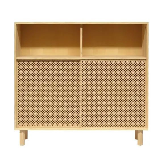 Buffet haut en bois massif avec 2 portes – 120 cm