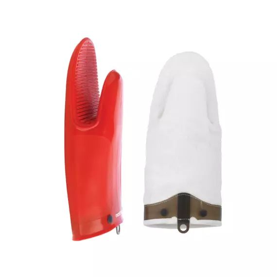 Gant de cuisine en silicone et coton rouge