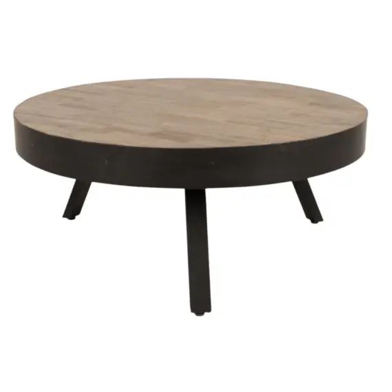 Table basse ronde D74 cm en teck recyclé Large