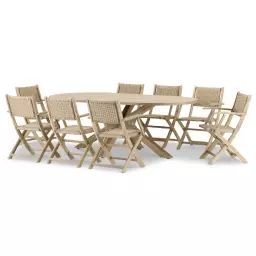 Ensemble de jardin table ovale 220×115 et 8 chaises enea avec bras