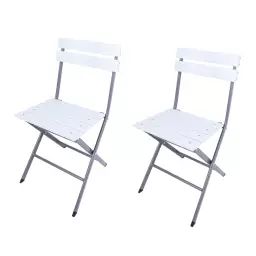Lot de 2 chaises de jardin pliantes en plastique blanc et gris