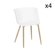 Lot de 4 fauteuils de table blanc mat