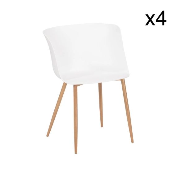 Lot de 4 fauteuils de table blanc mat