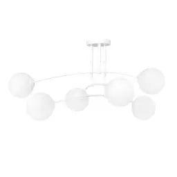 Plafonnier 6 lumières minimaliste blanc avec sphères en verre