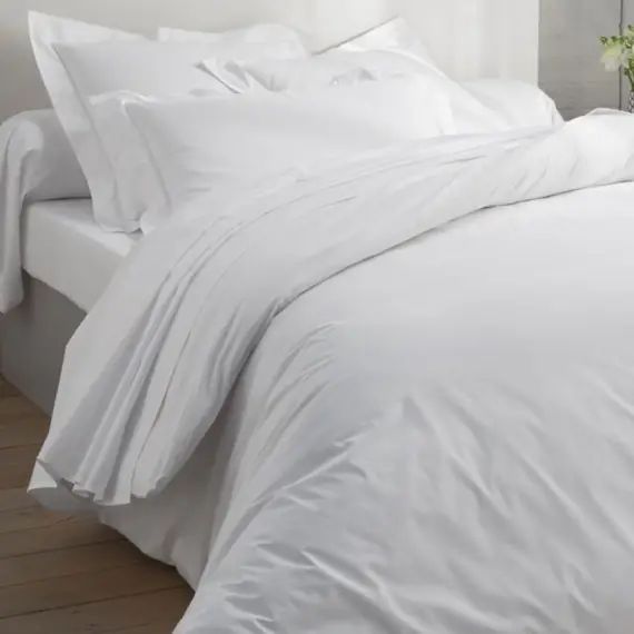 Drap-housse 180×200 en percale de coton  blanc