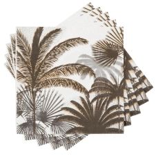 Serviettes en papier écru motifs palmiers noirs et gris (x20)