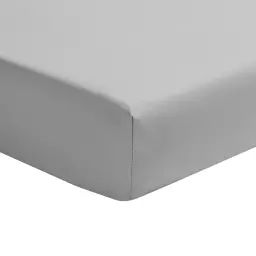 Drap housse en percale de coton gris galet 140×190