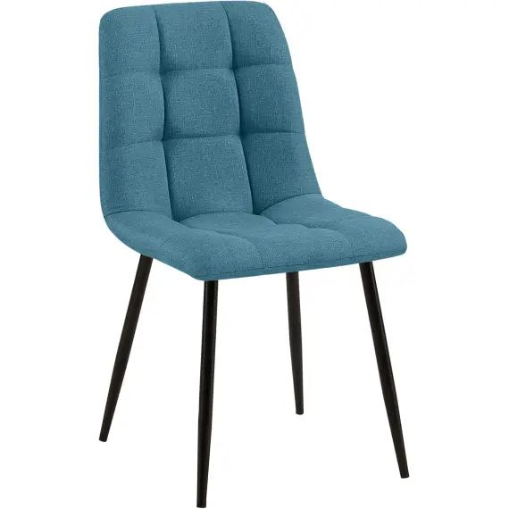 Chaise de salle à manger avec pieds en métal en tissu Bleu