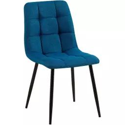 Chaise de salle à manger avec pieds en métal en tissu Bleu