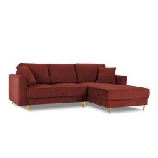 Canapé d’angle 4 places en tissu structuré rouge
