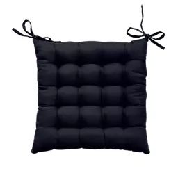 Galette de chaise unie et piquée polyester noir 38 x 38