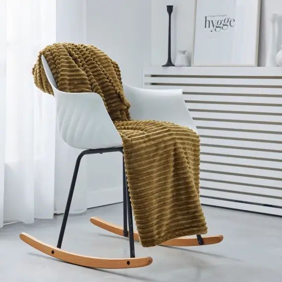 Plaid cotelé uni en Polyester Bronze 150X200 cm