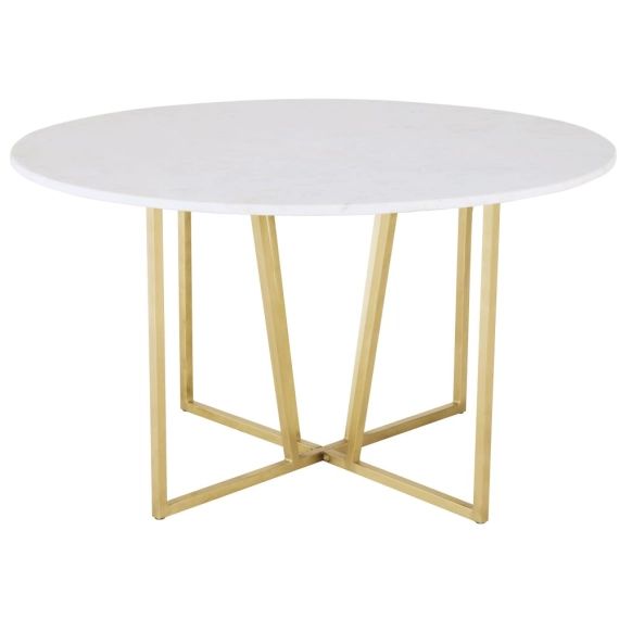 Table à manger ronde en marbre blanc 6/7 personnes D130 Midtown