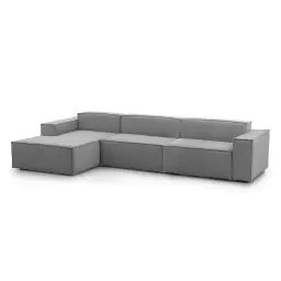 Canapé d’angle 4 places en tissu gris