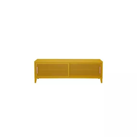 Buffet B perforé en Métal, Chêne – Couleur Jaune – 120 x 40 x 51 cm – Designer Chantal Andriot