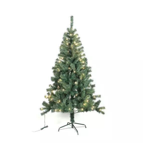 Sapin de Noël artificiel avec guirlande lumineuse et pied H180