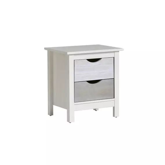 Chevet 2 tiroirs SIA Blanc/gris