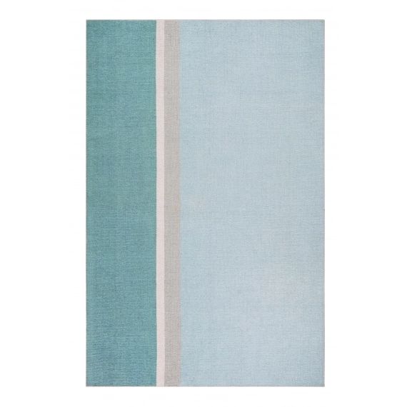Tapis plat graphique bleu et gris coton pour chambre, salon  120×170