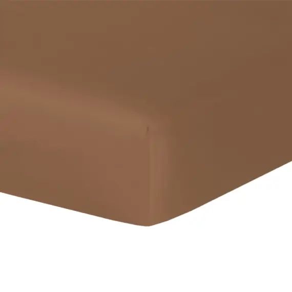Drap housse satin de coton  160x200x30 caramel