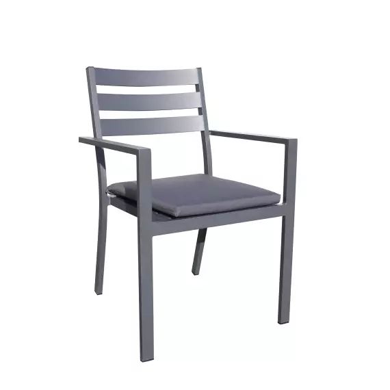 Fauteuil de jardin empilable en aluminium gris anthracite