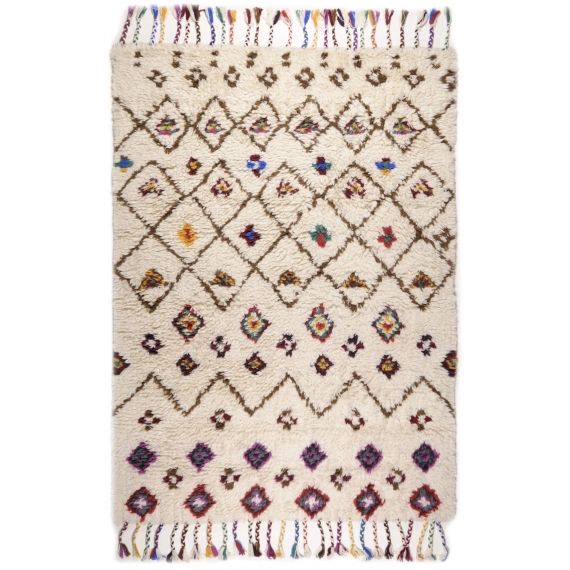 Tapis Berber coloré en laine beige 70×140