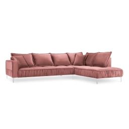 Canapé d’angle 5 places en velours rose