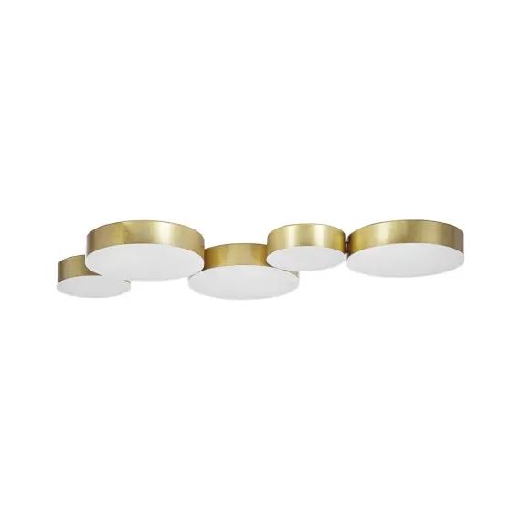Plafonnier avec 5 lampes LED en métal doré