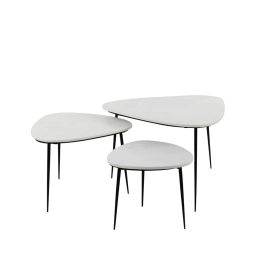 Set de 3 tables d’appoint en marbre blanc