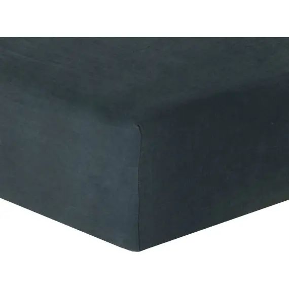 Drap housse en lin lavé 180x200x40 Bleu de Prusse