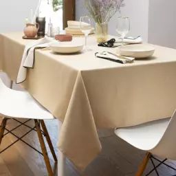 Nappe rectangulaire 150×300 beige en polyester