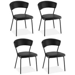Lot de 4 chaises en simili noir