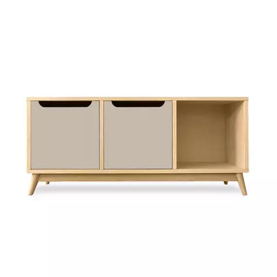 Banc de rangement en chêne naturel beige havane