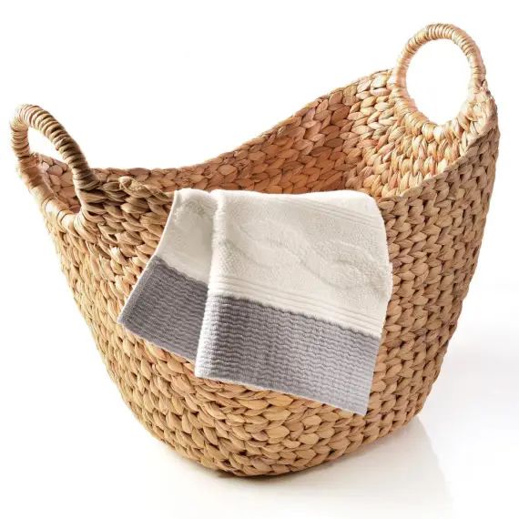 Panier à linge en fibres naturelles beige