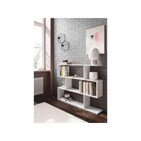 Étagère basse TAMY à 3 niveaux L110x H97cm – Blanc – 110 x 25 x 97 cm – Usinestreet