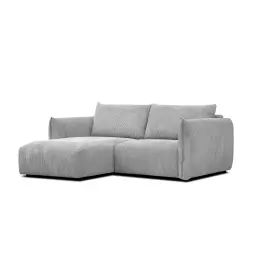 Canapé d’angle gauche 3 places tissu gris clair